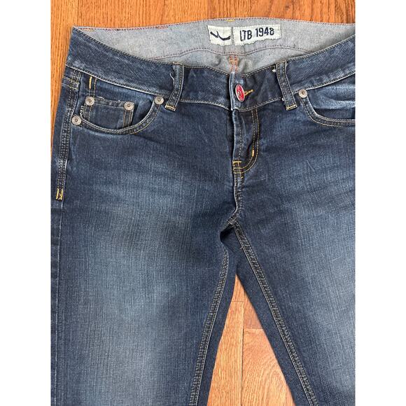 LTB 1948 Jeans Womens W30 L34 Dark Blue Whiskers Back Flap Pockets Low Rise - Picture 2 of 8